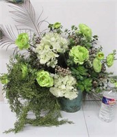 Flower Arrangment in Turqoise Pot