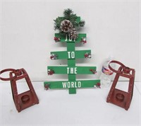 Joy to the World Sign & Metal Candy Holders