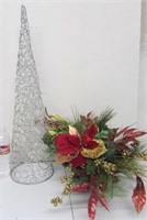 Silver Tree & TAble Decor (Chipped Pot)