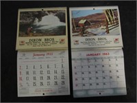 1955 & 1963  nos mobil kerosene/heat calendars