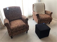 2 Lane Recliner Arm Chairs, Foot Stool