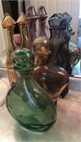 6 Decorative Glass Bottles