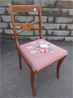 LOVELY NEEDLEPOINT SEAT ACCENT CHAIR