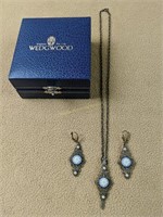 Wedgwood Necklace Earring Sterling Silver Set