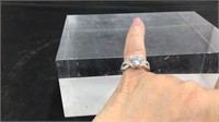 Size 6 diamond ring with gems on side -not real