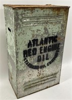 Atlantic Red Engine Oil Metal Container w/ Lid