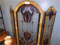 STUNNING LEADED STAINED GLASS FIREPLACE SCREEN