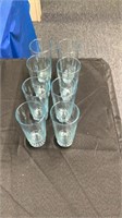 Light blue water glasses