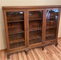 ANTIQUE GLASS FRONT DISPLAY CABINET, 60 X 57 X 13