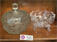 GLASS COVERED LIDDED CANDY & BOWL