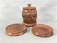 Carved Wood Container & Vase Trivets