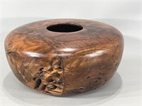 Turned Burl Wood Art Bowl -Signed