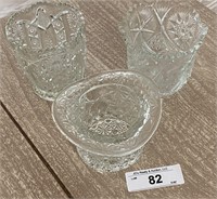 3 Pcs. Short Vintage Pressed Glass