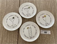 4 Pcs "Eat Drink & Be Merry" Cocktail Plates