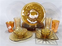 Amber Glass Plates, Bowls, Cups, etc