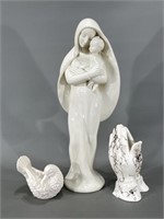 Ceramic Madonna & Child, Dove, Praying Hands