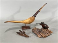 Carved & Natural Wood Birds -Small