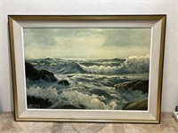 Large Vintage Framed Surf Print by Turner