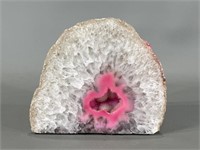 Cut & Polished Stone Geode w/Pink Center
