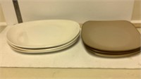 3 oval, 3 square plates