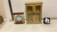 Clock ,display case & travel alarm clock