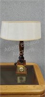Vintage wood and leather 20 inch dimmable table