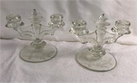 Lot of 2 Crystal Candle Holders