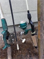 Old Fishing reels and poles, Lot of 4