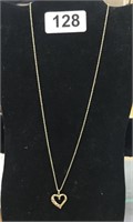 24" 14KT GOLD ROPE NECKLACE WITH HEART PENDANT