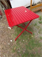 Red Metal Folding Table
