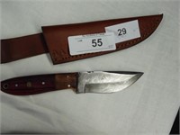 NICE DAMASCUS STEEL HUNTING KNIFE W/SHEATH