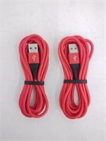 2 Pack- iPhone Red Charger Cables