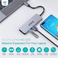 USB C Hub, UOEOS 5-in-1 USB C Adapter