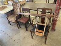 ASSORTED CHAIRS AND BED RAILS