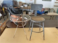 STOOL AND IRON TABLE