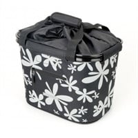 Basket bag with black / flowers QR