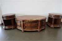 Wooden Coffee & End Table Set 3pc lot