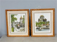 2- framed prints, Quebec City  17.5 x 21.5"