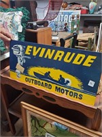 Tin Evinrude Outboard Motor Sign