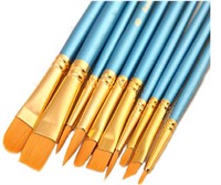 12 Pieces Synthetic Hair Paint Brush Set, Blue