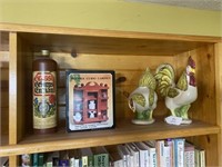 Pair of Figurines, Wine Crock, Mini Curio Cabinet