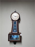 Vtg New Haven Banjo Clock-Key Wind