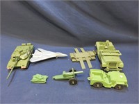 Lot of 7 Plastic MIlitary Tanks Planes Howitzer