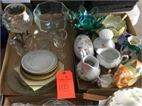4 boxes china, clear glass, Japan, etc.