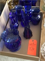 2 boxes blue glass