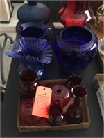 lg assort. red & blue glass