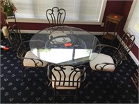 iron frame glass top table-4 chairs