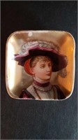 HAND PAINTED VICTORIAN SQUARE MINIATURE PLATE