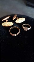 2 PAIRS 10K CUFFLINKS + 2 BABY RINGS