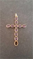 10K ROSE GOLD LARGE CROSS WITH AMETHYST